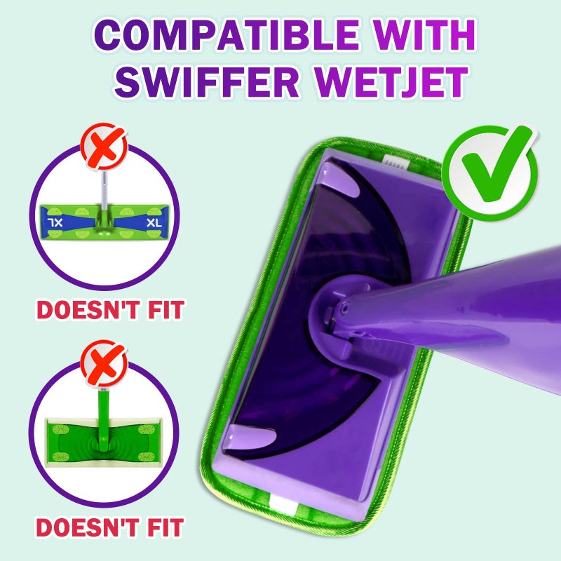 Orighty Reusable Mop Pads Compatible with Swiffer WetJet - Microfiber Pad Refill Machine Washable for Household Cleaning - Cleaning Floor Mop Head Pads Work Wet and Dry - Pack of 4 - Image 2